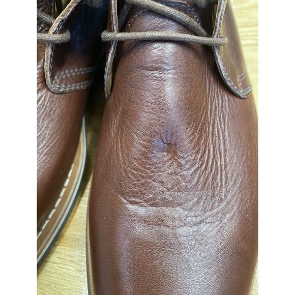 Helm The Hynes Whiskey Chukka Boots Men\'s 8 M Brown Leather Lace Up Mid Top S63